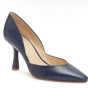 New Vince Camuto Women's Navy Pointed-Toe Leather Pumps